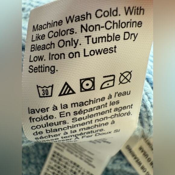 J. Crew Women's Light Blue Cable Knit Mockneck Sweater Size Large 100% Cotton - Picture 9 of 9